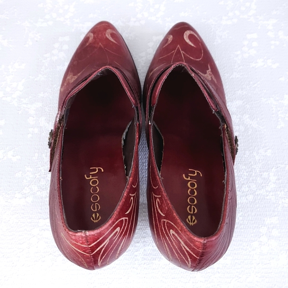 SOCOFY Retro Ankle Booties Slip-On Leather Pumps - Picture 7 of 9